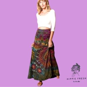 Hippy  Made in Nepal Tie Dye 100% Cotton Jersey Wrap Skirt OSFM